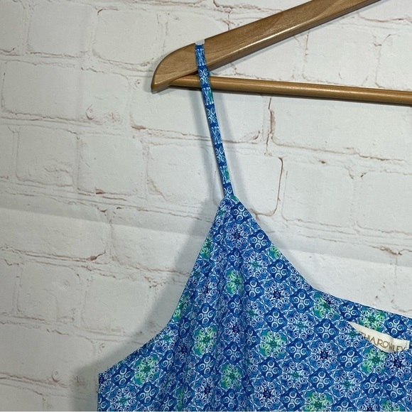 Cynthia Rowley Tank Top Shirt Blouse Womens XL Blue Geometric Polyester Career - Picture 3 of 9